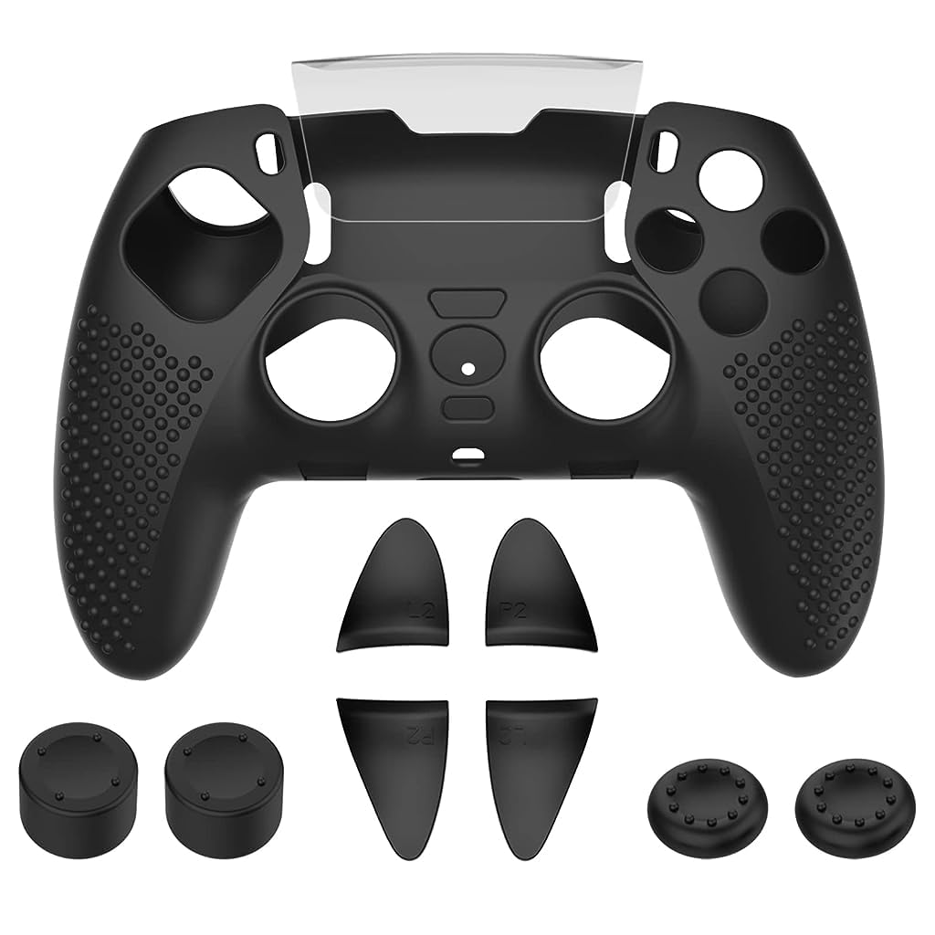 ZORBES Silicone Cover for PS5 DualSense Edge Wireless Controller with Touchpad Protector Anti-Slip Controller Cover for PS5 Edge Controller with Thumb Grips and Extenders, No Includes Controller ZORBES Silicone Cover for PS5 DualSense Edge Wireless Controller with Touchpad Protector Anti-Slip Controller Cover for PS5 Edge Controller with Thumb Grips and Extenders, No Includes Controller